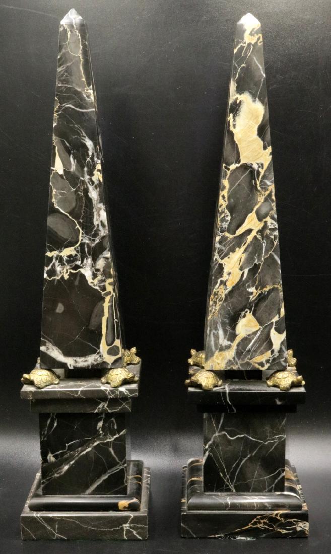 Italian Black Portoro Marble & Bronze Turtle Obelisks (1 of 5)