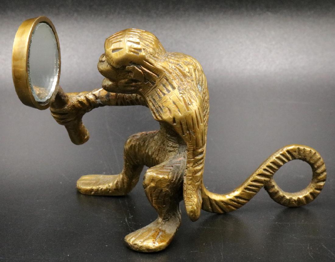 Maitland Smith Gilt Bronze Monkey with Mirror (1 of 3)