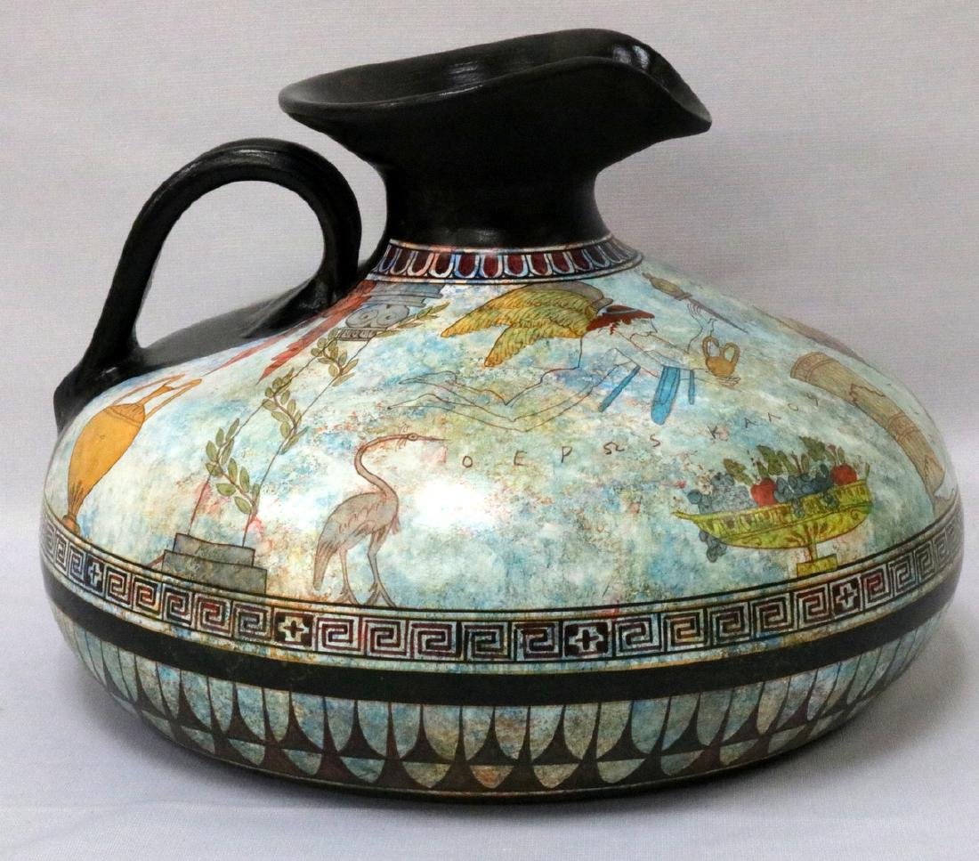 Greek Hand Painted Terracotta Jug (1 of 4)