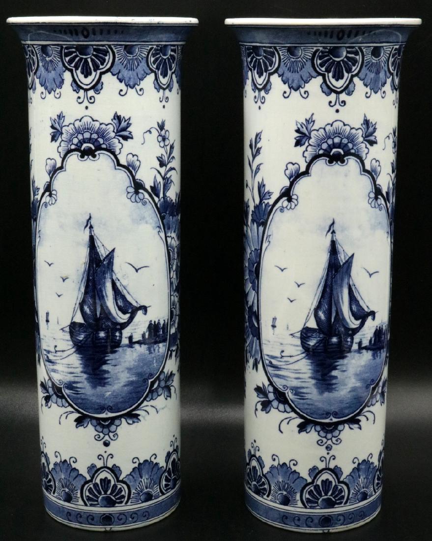 Pair of Delft Blue & White Porcelain Vases (1 of 4)