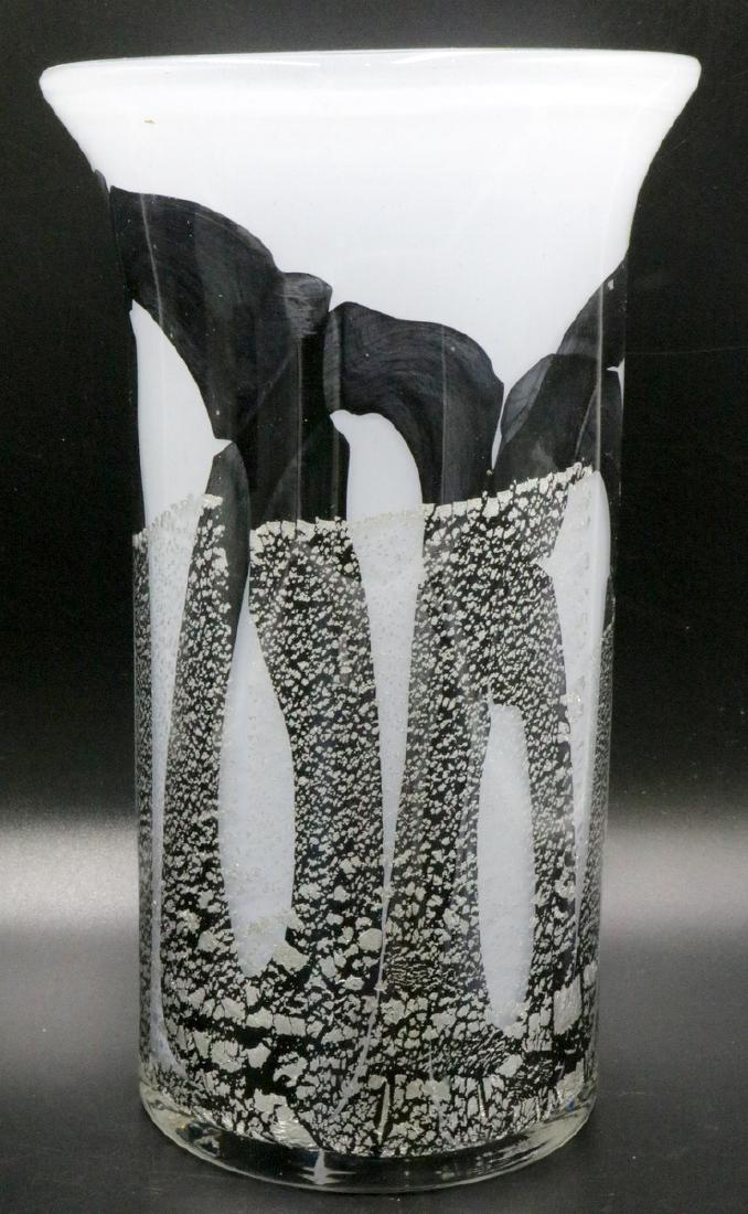 Italian Murano Silver Flecks Glass Vase (1 of 4)