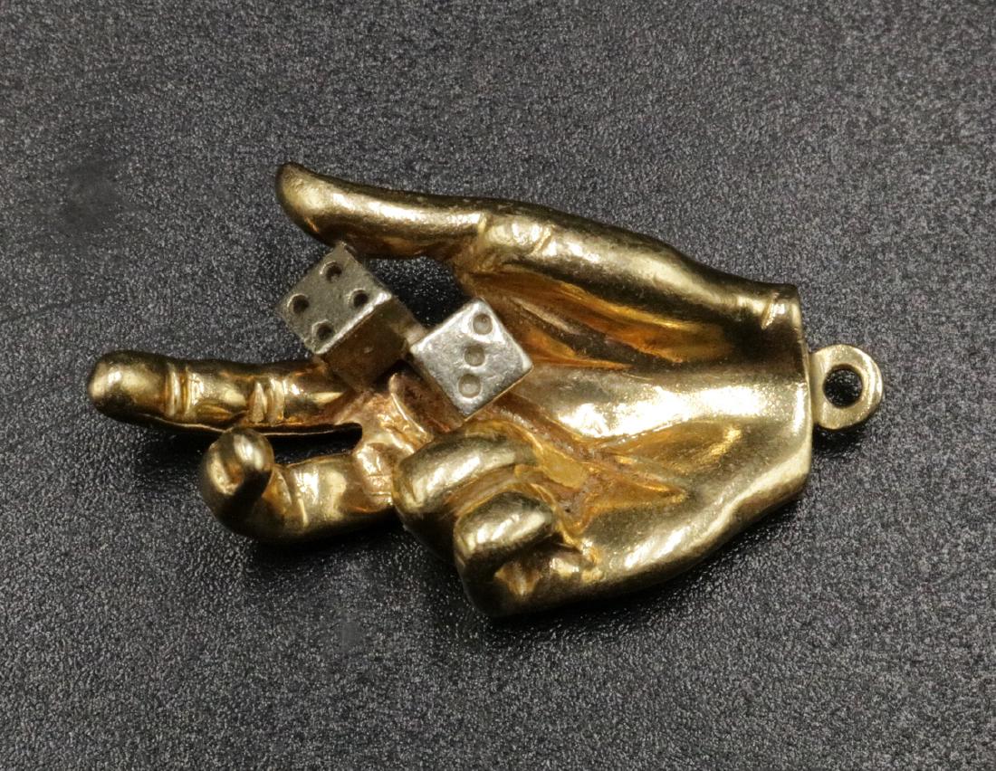 14Kt YG Hand Rolling Dice Charm (1 of 2)