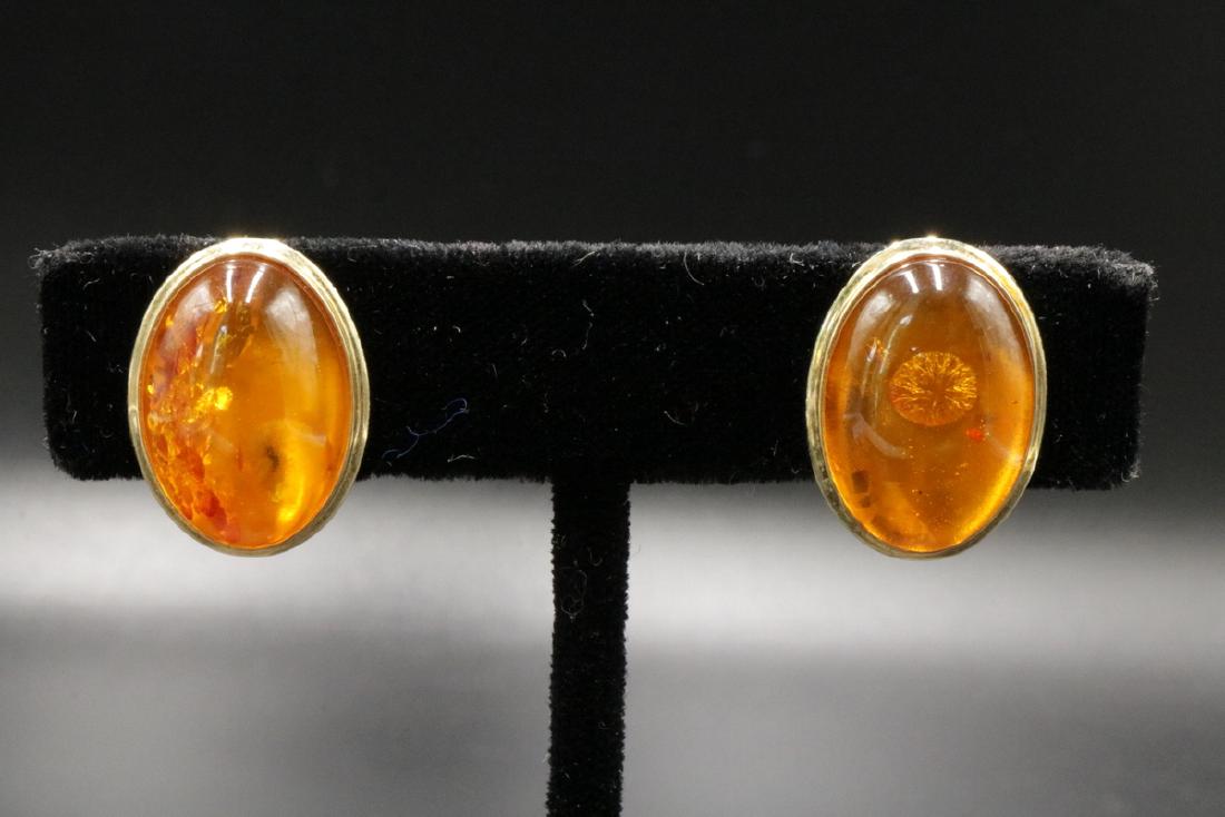 14Kt YG Amber Earrings (1 of 3)