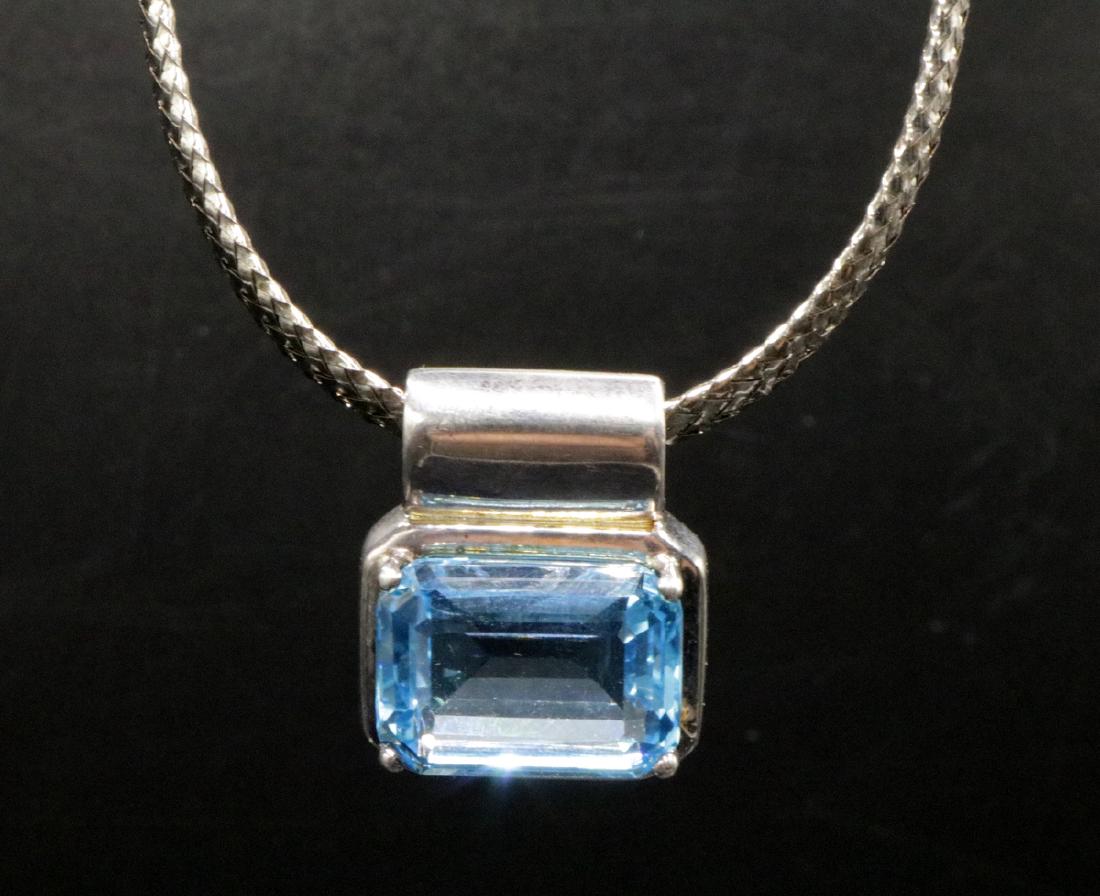 Sterling & Blue Topaz Pendant Slide w/ Necklace (1 of 3)