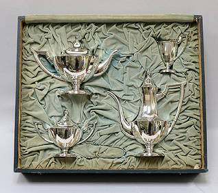 5 Pc. Japanese Okubo 950 Sterling Tea Set (1 of 7)