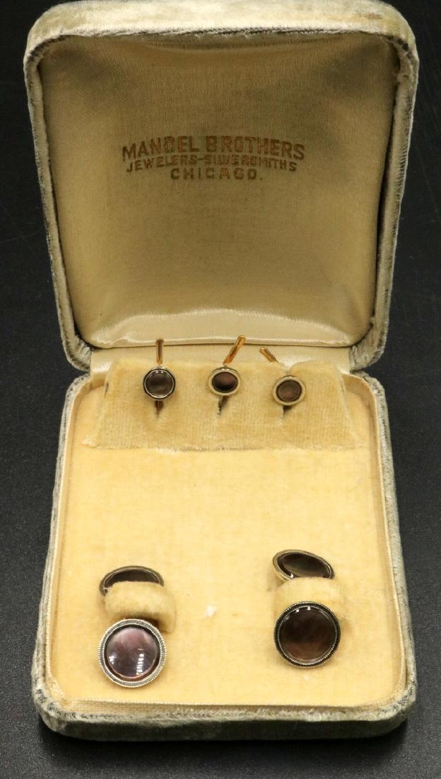 Mandel Brothers 10Kt YG & Abalone Cufflinks & Tie Set (1 of 4)