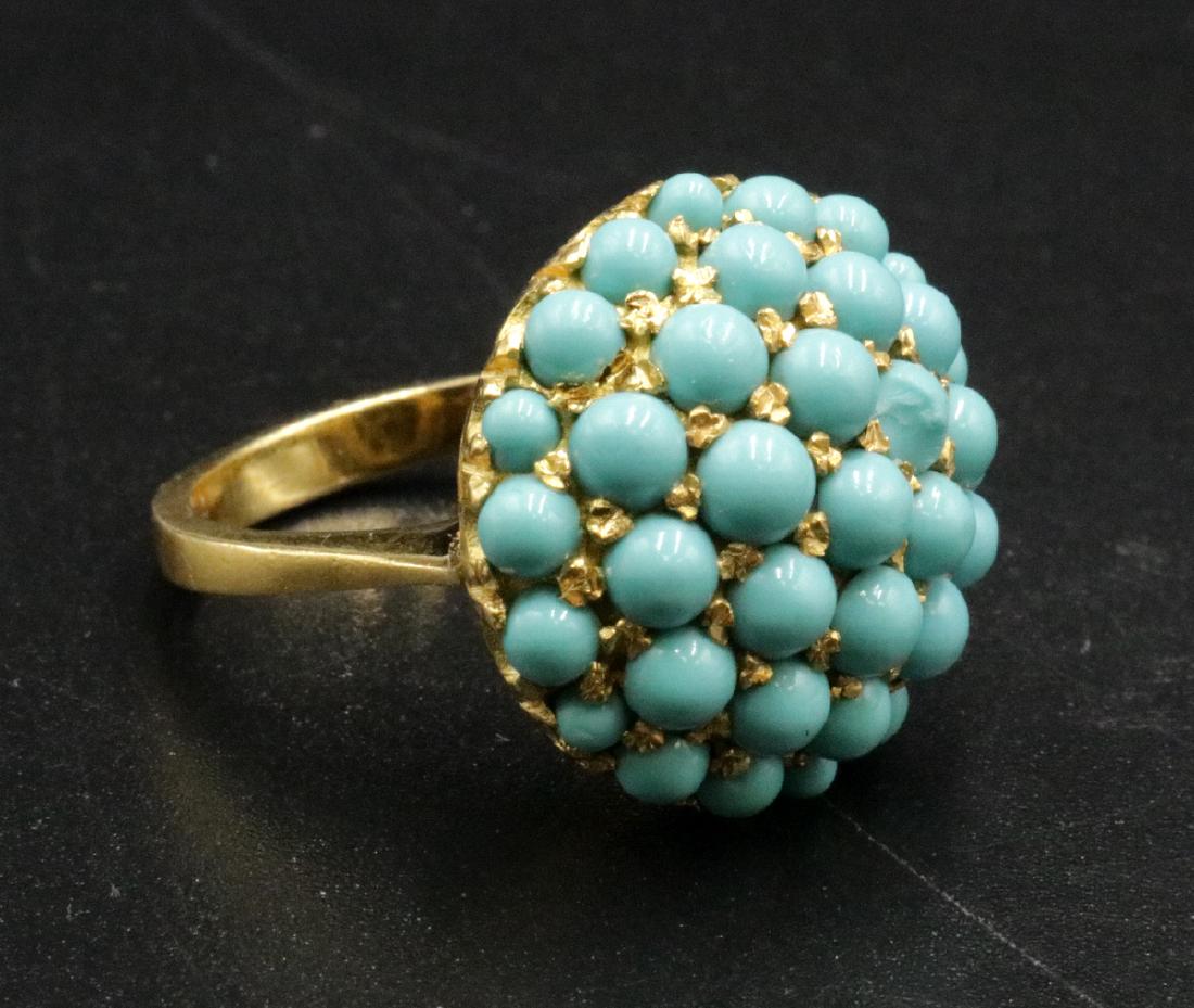 18Kt YG Turquoise Beaded Ring (1 of 4)