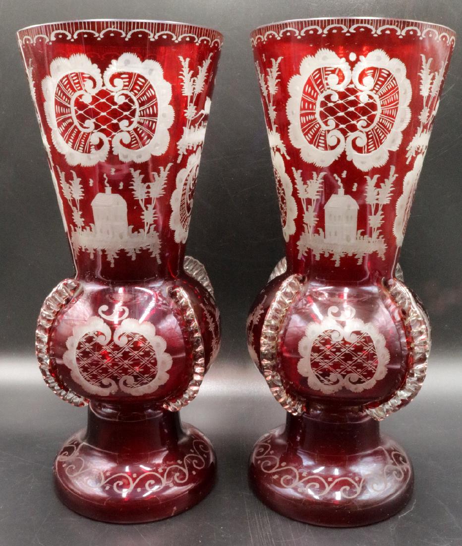 Antique Czech Clear & Ruby Glass Vases (1 of 5)