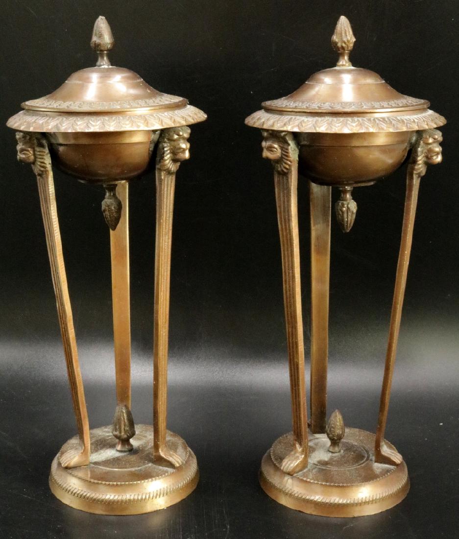 French Style Bronze Lions Head Lidded Urns (1 of 3)