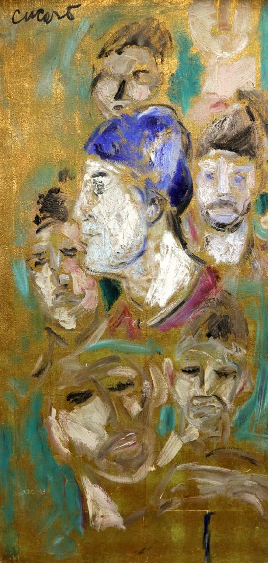 Pascal Cucaro (American b. 1915) Oil on Canvas: Pascal Cucaro (American b. 1915) Oil Painting on Canvas. Measures - 47 1/2" high x 23 1/2" wide, total with frame - 56 1/2" high x 33" wide.