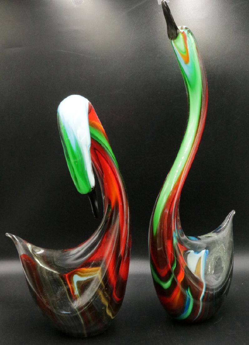 Pair of Italian Murano Art Glass Swans (1 of 3)