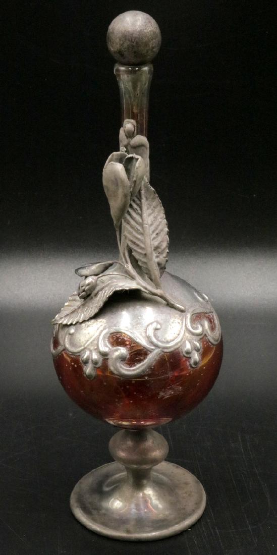 Blown Glass & Sterling Overlay Perfume Bottle (1 of 3)