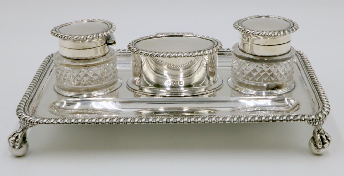 Antique Miller Bros Sterling & Glass Inkwell (1 of 6)