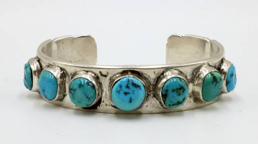 Important Redhorse Vintage Native American Navajo Huge Turquoise Sterling Silver Bracelet Important Redhorse Vintage Native American Navajo Huge Turquoise Sterling Silver Bracelet