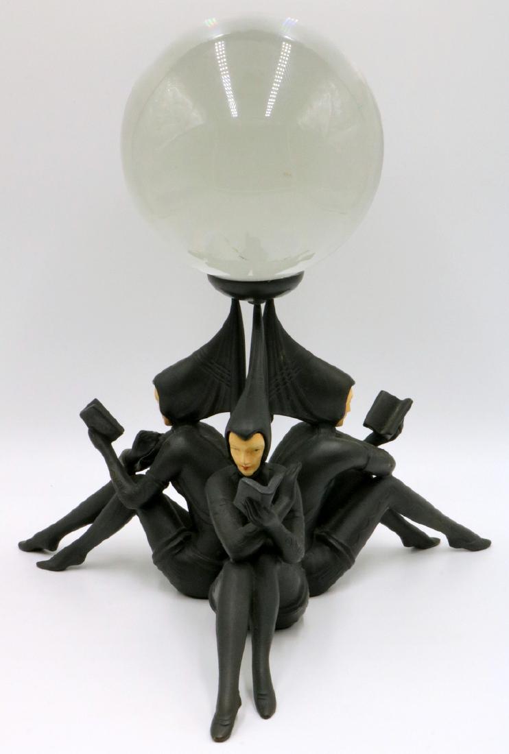 Vintage Art Deco Metal & Crystal Ball Sculpture (1 of 4)