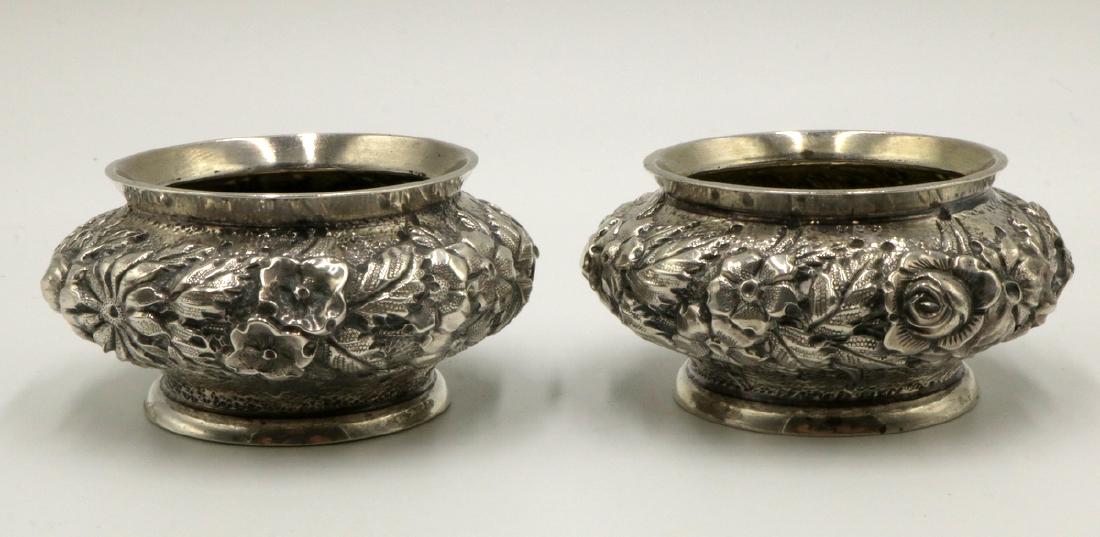 Pair of Schofield & Co. Sterling Silver Salt Cellars: Pair of Schofield & Co. Sterling Silver Salt Cellars. Weight - 136.7 grams. Measures - 1 1/2" high x 3" wide.