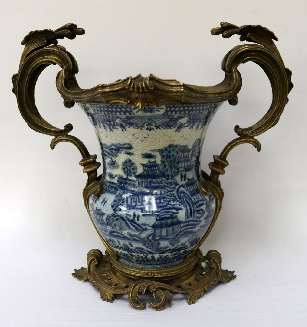 Bronze Mounted Blue & White Porcelain Vase