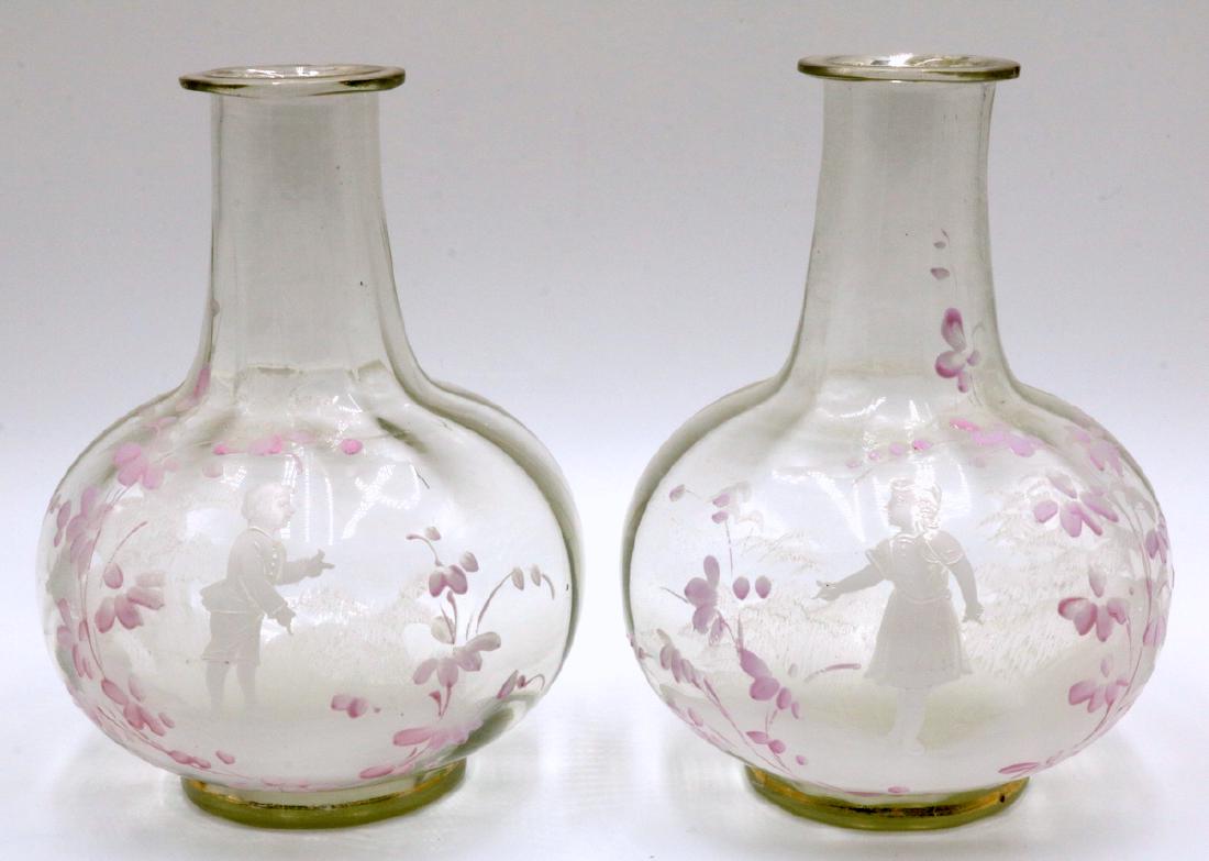 Pair of Antique Victorian Mary Gregory Enameled Vases (1 of 3)