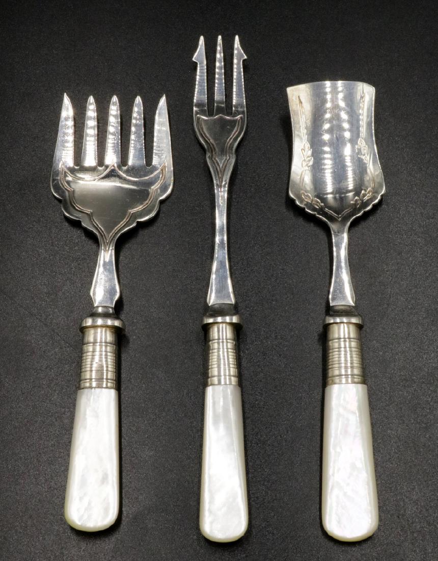 Sheffield England Silver Plated & MOP Serving Set (1 of 3)