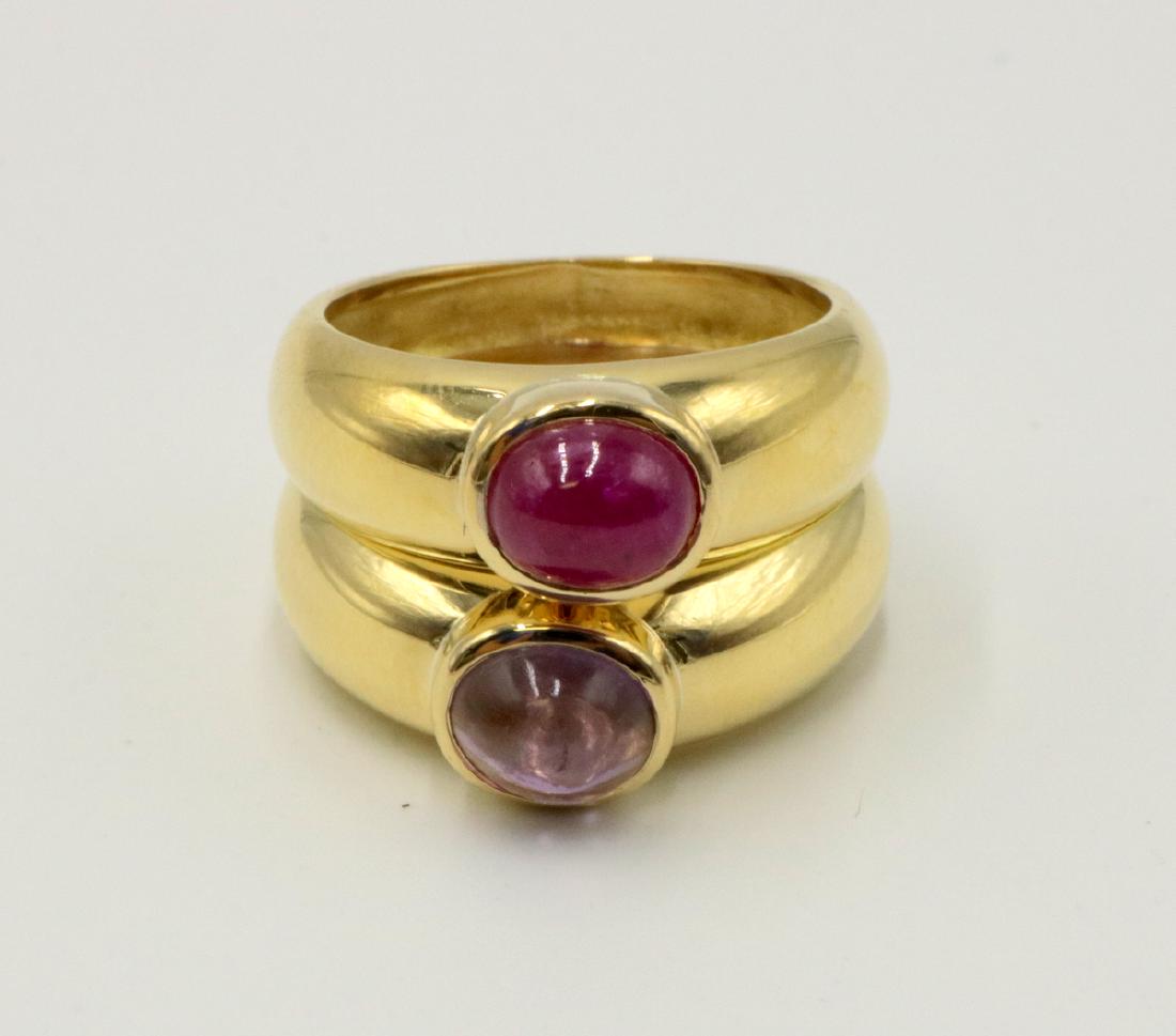 18Kt YG Cabochon Ruby & Amethyst Ring (1 of 3)