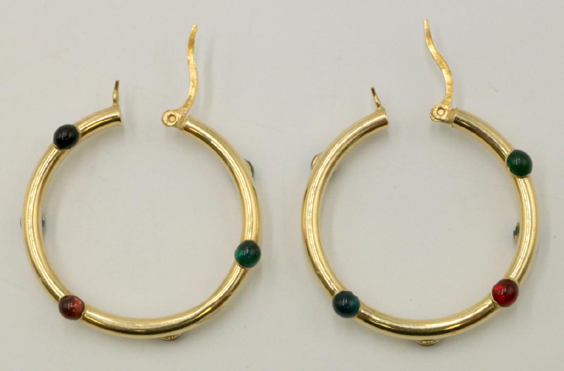 14Kt YG Semi-Precious Stone Hoop Earrings (1 of 2)