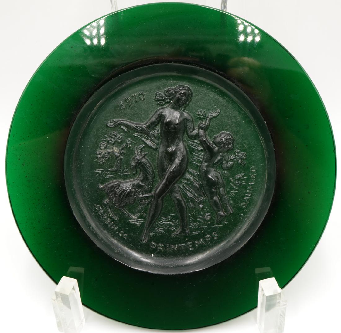 Daum Pate de Verre "Printemps" Green Crystal Plate (1 of 5)