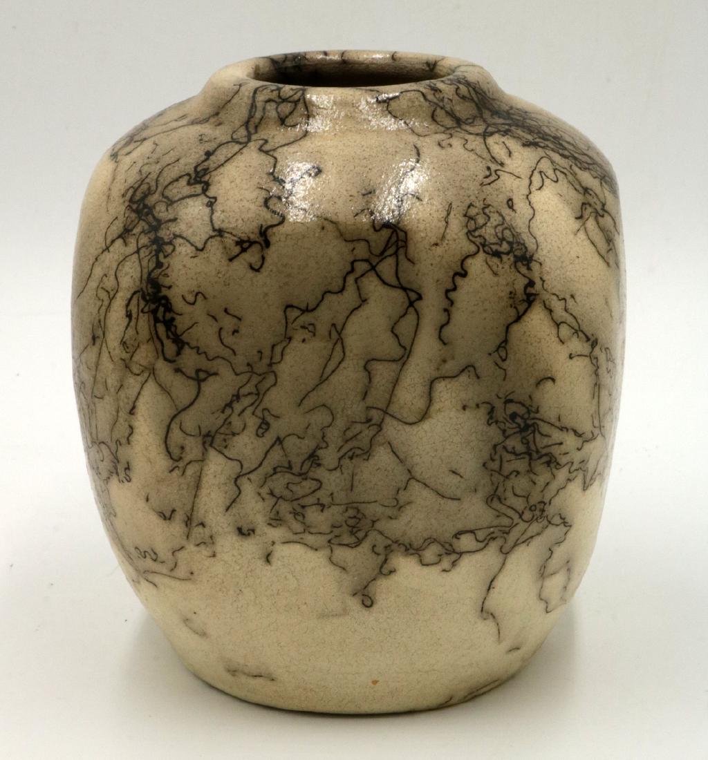 Native American Horse Hair Pottery Vase: Native American Horse Hair Pottery Vase. Measures -5" high x 4" wide.