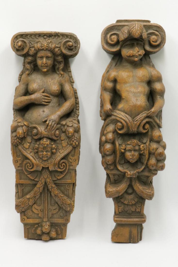 Pair of Figural Painted Composition Plaques (1 of 6)