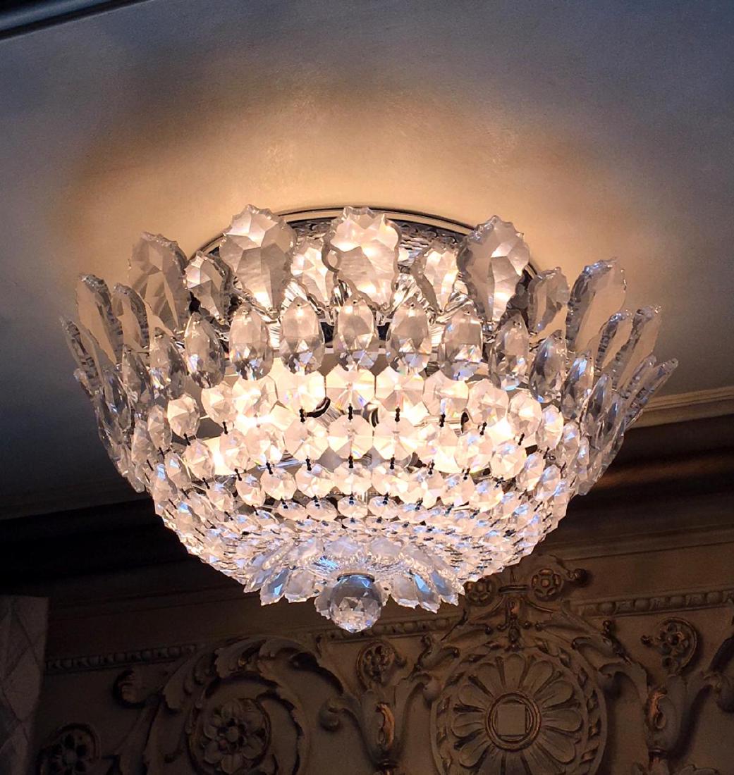 Beautiful Crystal Flushmount: Beautiful Crystal Flushmount. Measures - 10" high x 18" diameter.