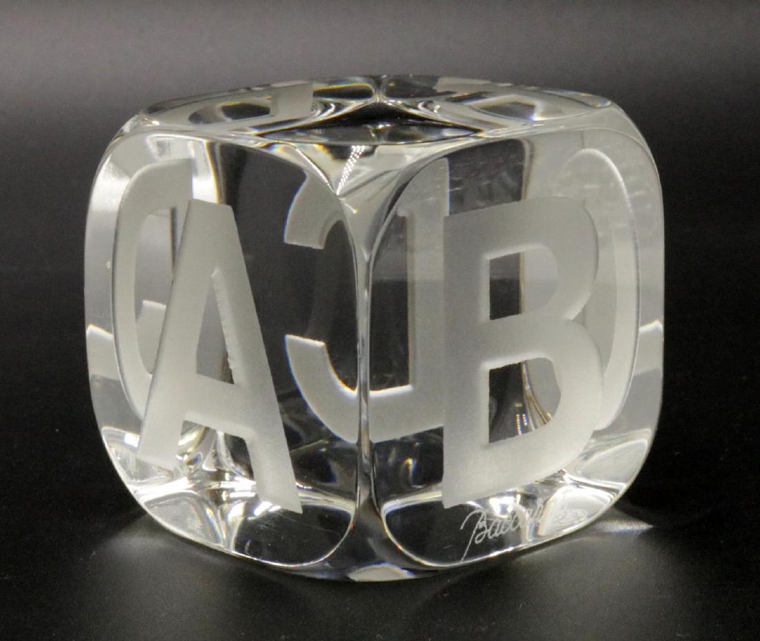 Baccarat "ABC" Crystal Toy Cube: Baccarat "ABC" Crystal Toy Cube. Measures - 1 7/8" cube.