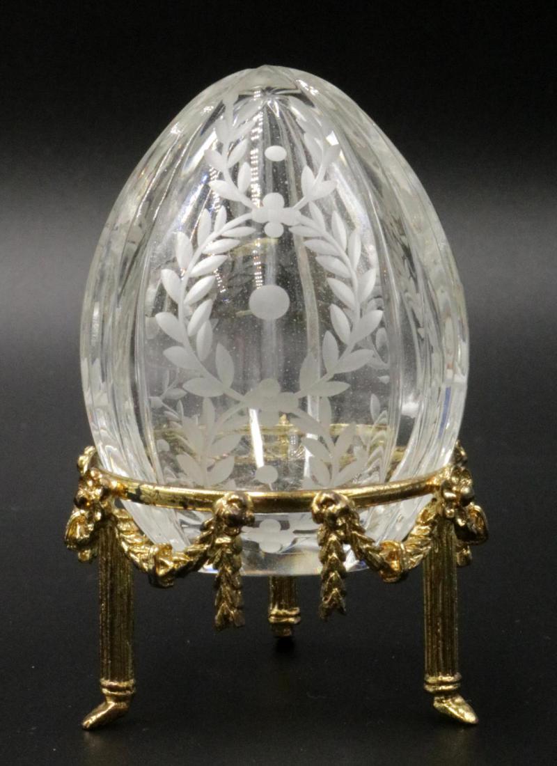 Faberge Etched Glass Egg w/ Stand (1 of 3)