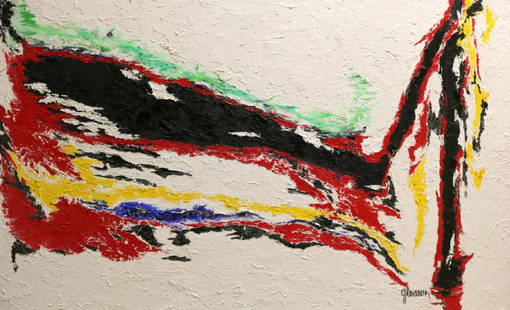 Jimi Gleason (American b. 1961) Abstract Acrylic: Jimi Gleason (American b. 1961) Abstract Acrylic Painting. Measures - 60" x 30". Jimi Gleason's boldly reductive canvases are luminous works of art intended to evoke a sense of awe in those who view t