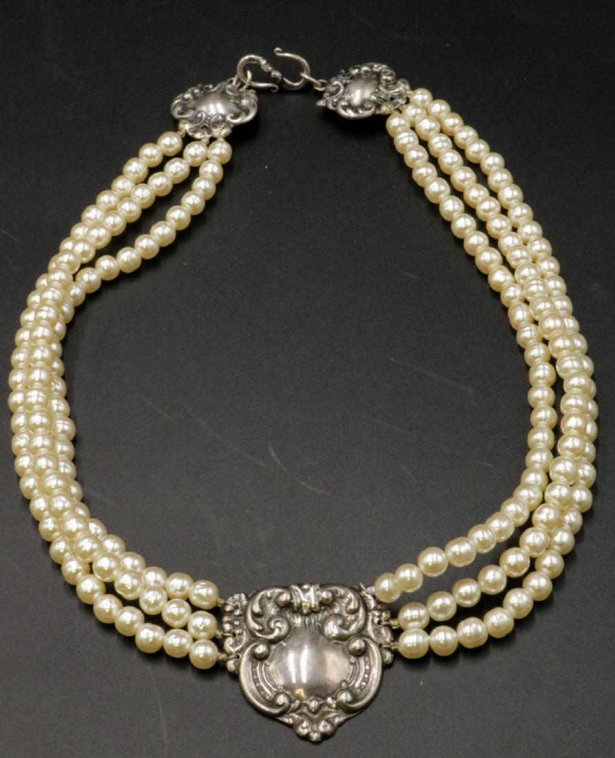 Antique T. Foree Sterling & Pearl Necklace (1 of 3)