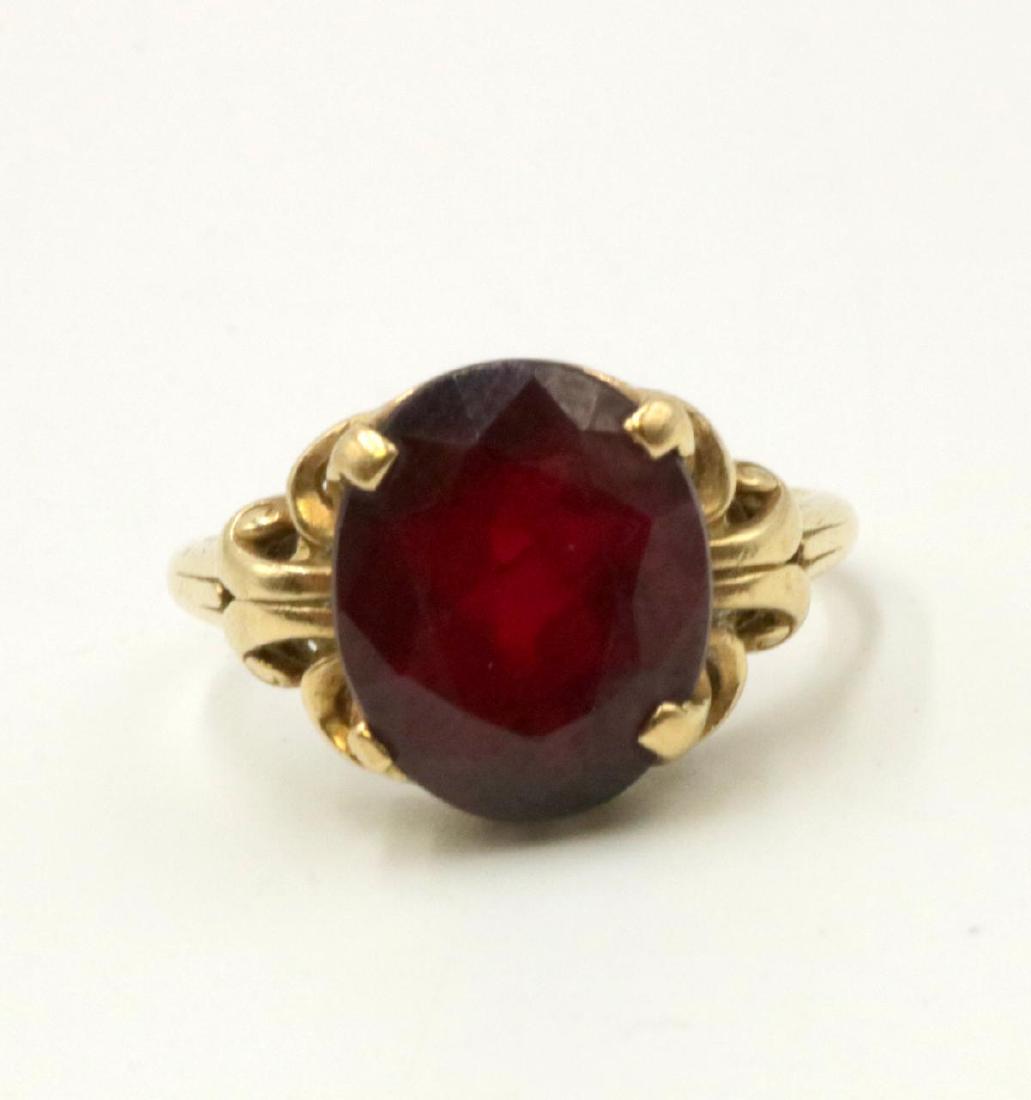 10Kt Garnet Ring: 10Kt Yellow Gold Garnet Ring. Weight - 2.1 dwt. Size - 6.5.