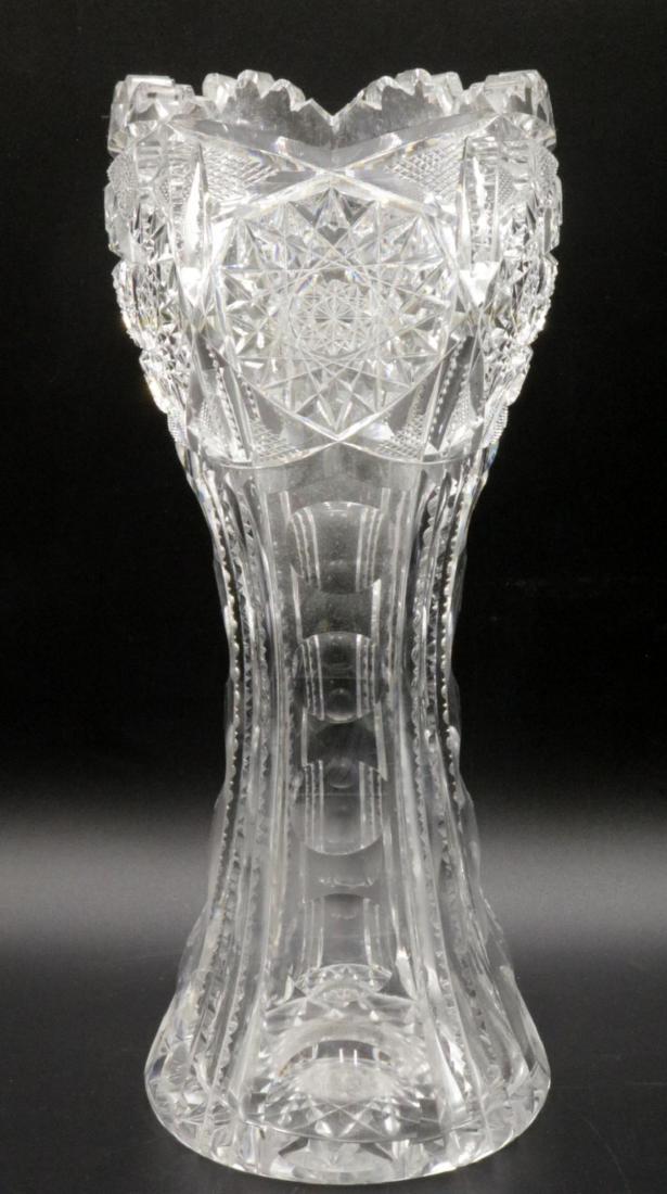 Cut Glass Vase: Cut Glass Vase. Measures - 10 3/4" high.