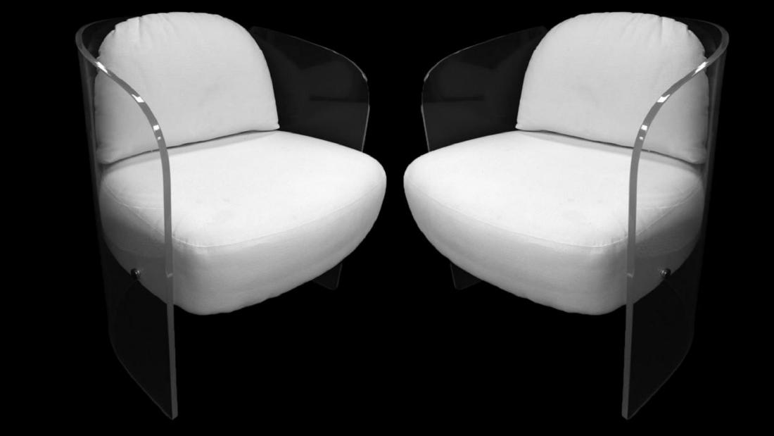 Attr. to Vladimir Kagan White Upholstered & Lucite (1 of 6)