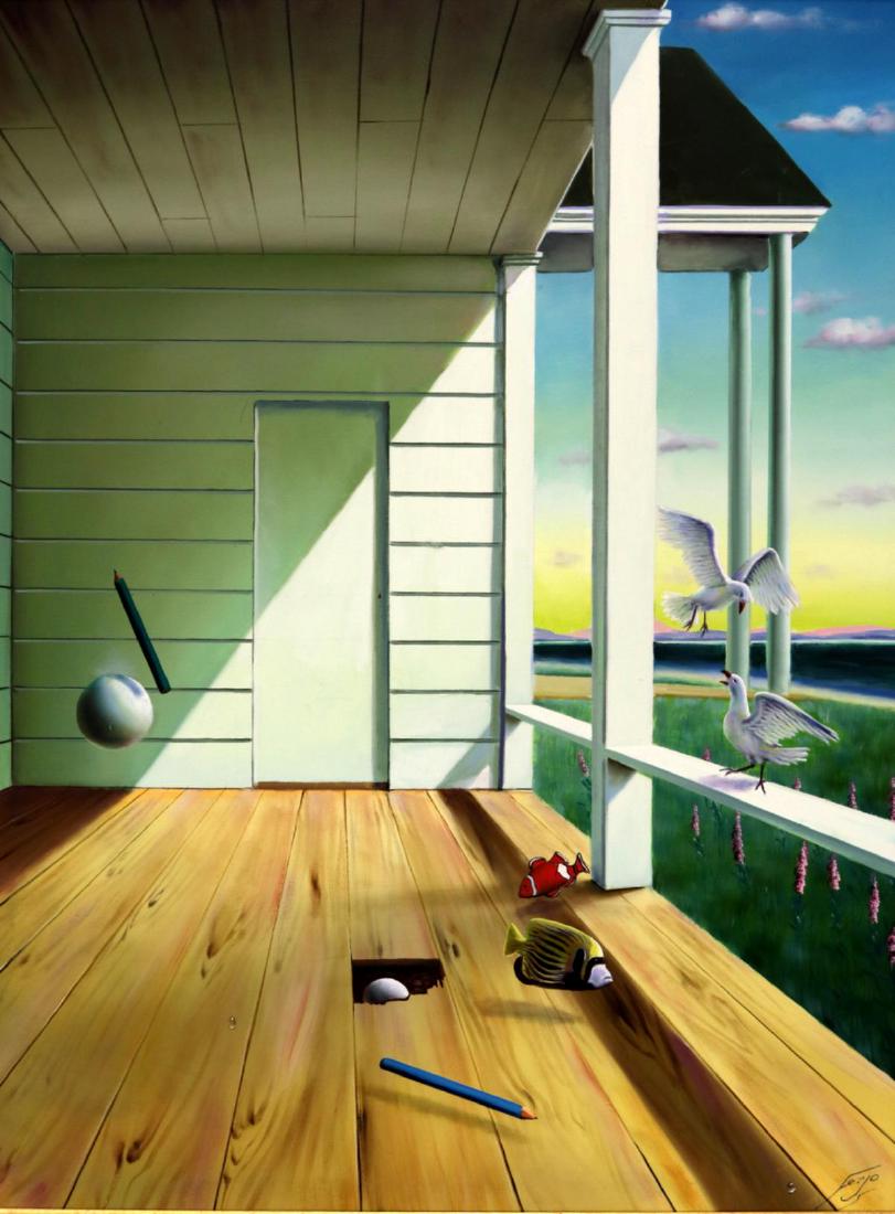 Ferjo (Brazil, b. 1946) "Quiet Afternoon" Oil on Canvas (1 of 11)