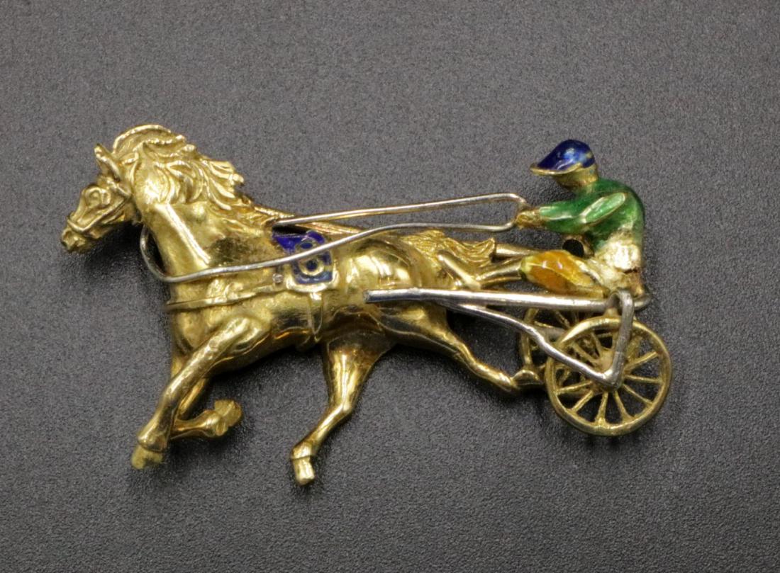 18Kt Enamel Trotter Brooch (1 of 3)