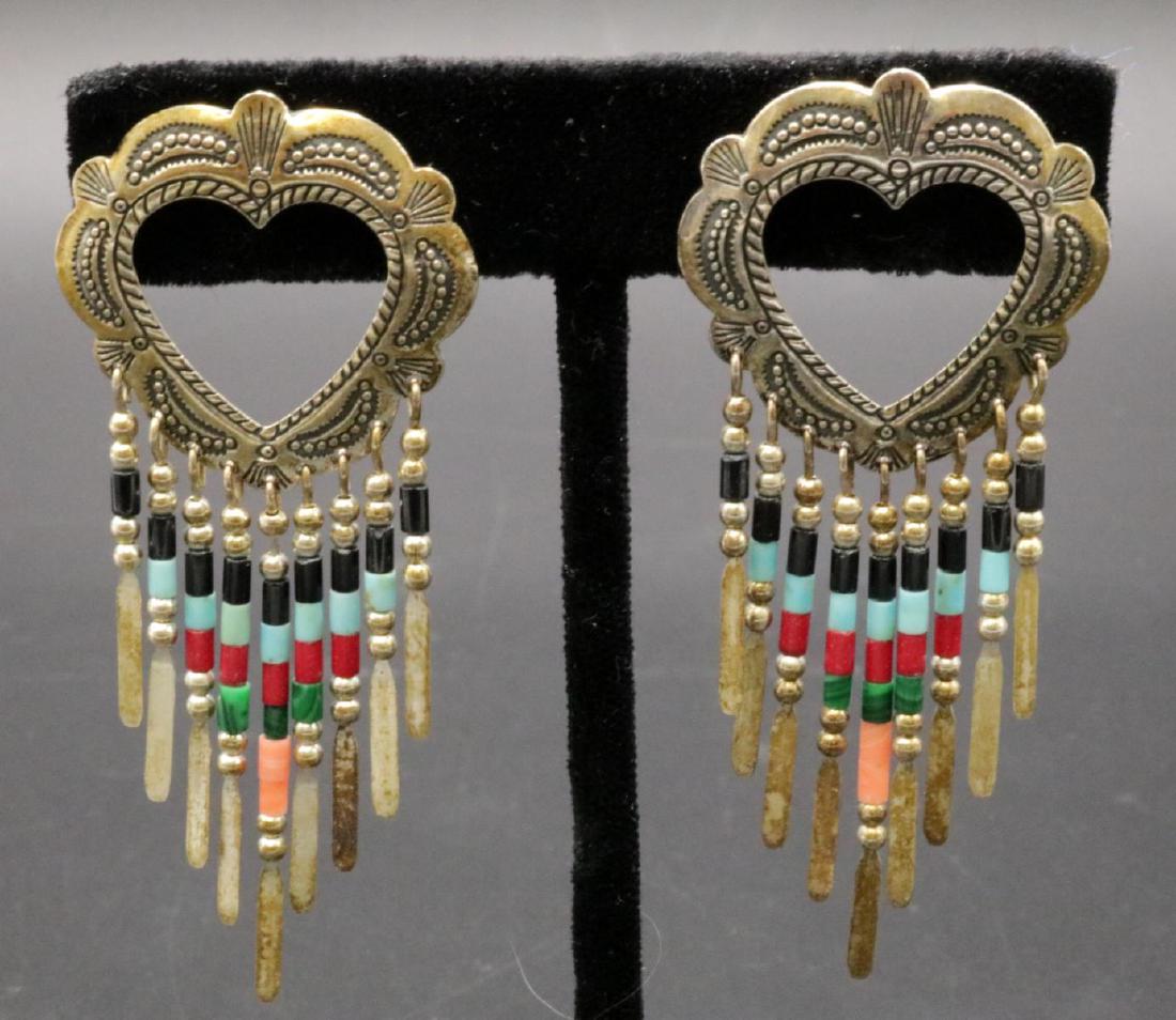 Signed Q.T. Sterling & Multi-Precious Stone Earrings (1 of 3)