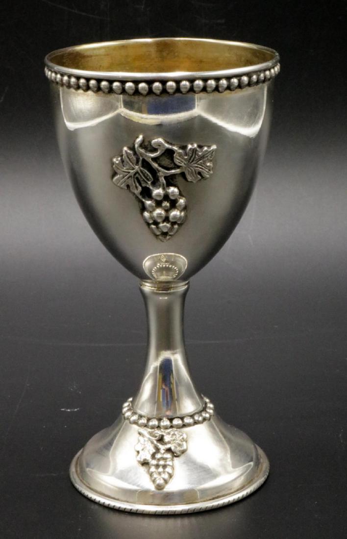Sterling Silver Kiddush Cup: Sterling Silver Kiddush Cup. Gold wash inside. Measures - 5" high. Weight - 81.6 grams.