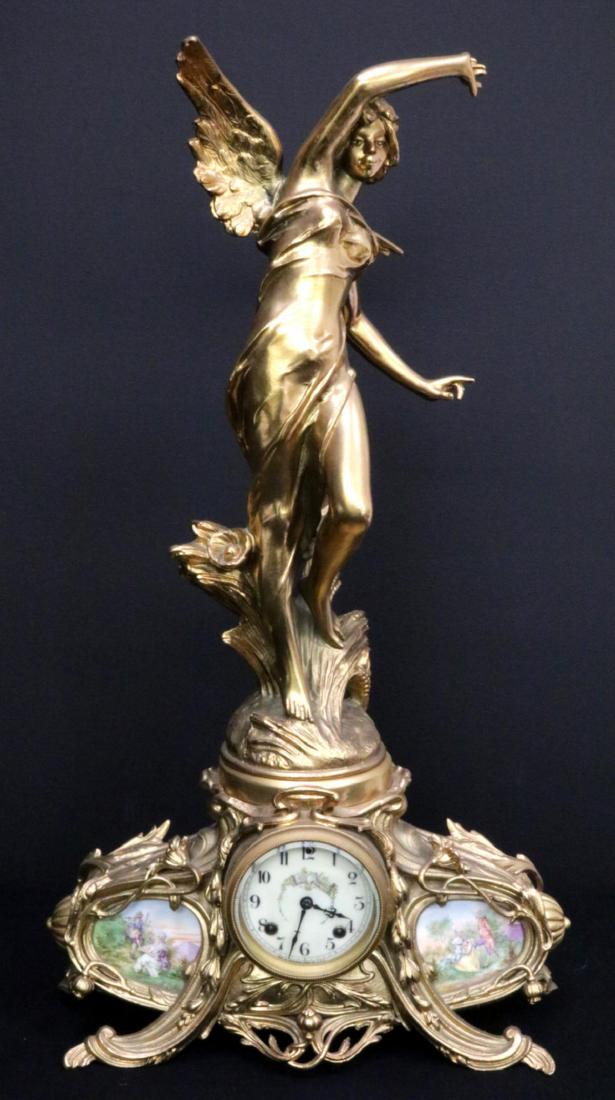 Antique New Haven Bronze & Porcelain Clock (1 of 10)