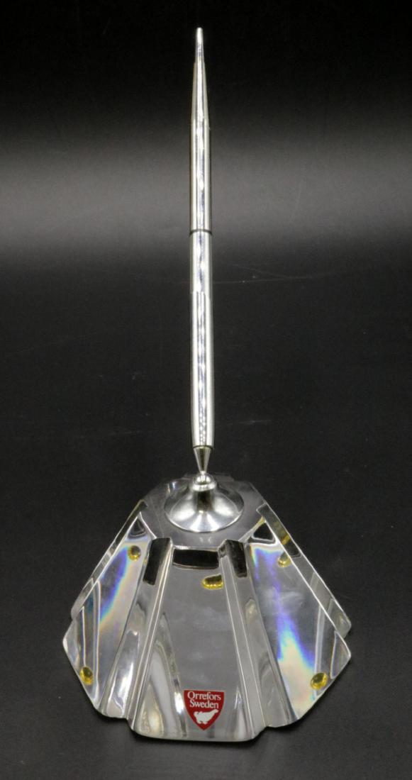 Orrefors Crystal Pen Holder: Orrefors Crystal Pen Holder.