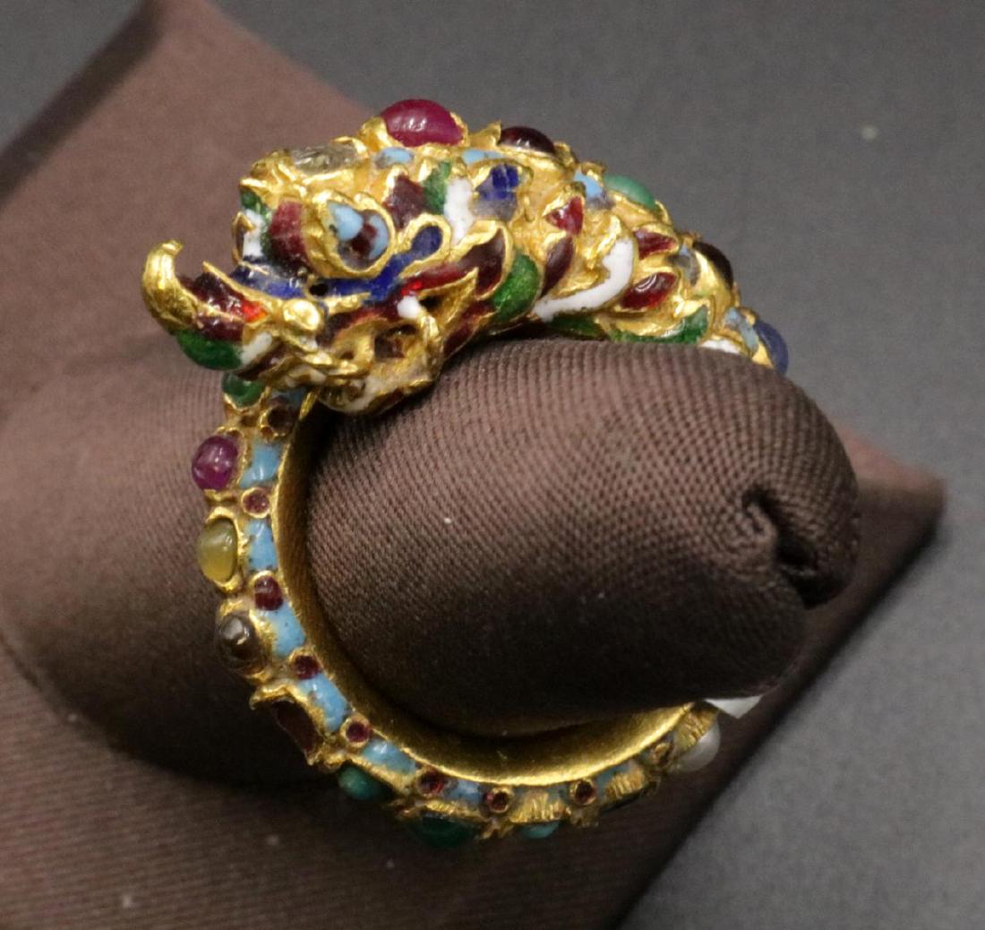Vintage 22Kt Enamel Dragon Ring (1 of 5)