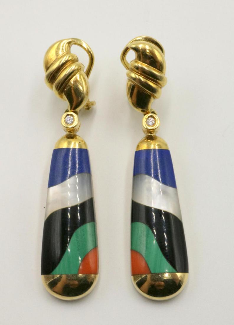 14Kt Multi Semi-Precious Stone & Diamond Earrings (1 of 4)