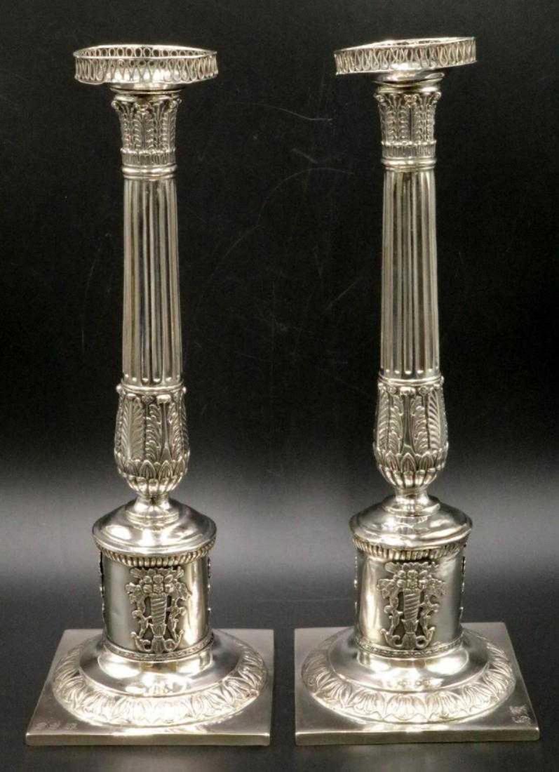 Mid 19th C. European Silver Column Candlesticks (1 of 8)