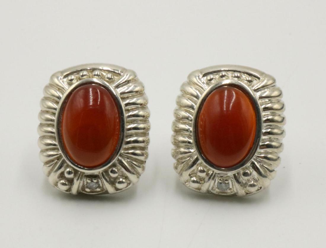 Judith Ripka Sterling & Cabochon Stone Earrings: Judith Ripka Sterling Silver & Cabochon Stone Earrings. Weight - 19.3 grams.