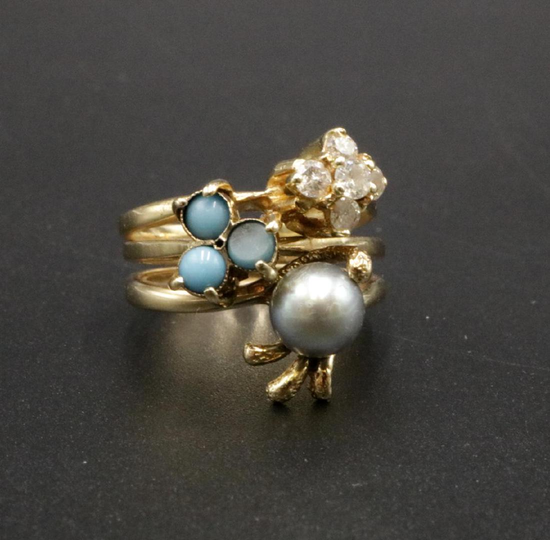 14Kt Turquoise & Pearl Ring (1 of 3)