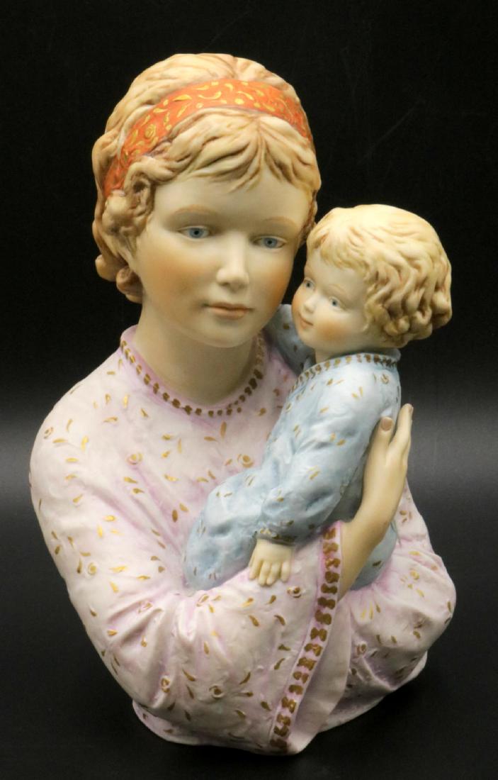 Edna Hibel "Judy and Child" Porcelain Sculpture: Edna Hibel "Judy and Child" Porcelain Sculpture. Numbered 11/500. Measures - 8" high.