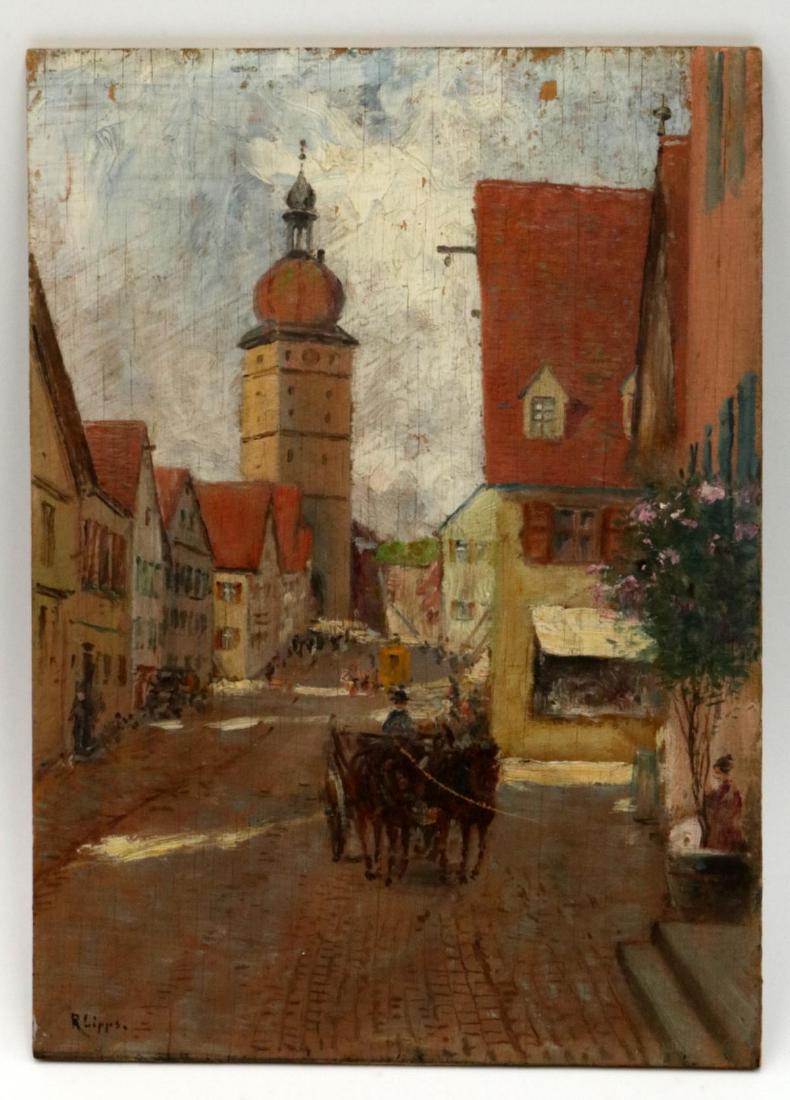 Richard Lipps (German 1857-1926) Oil on Panel (1 of 4)
