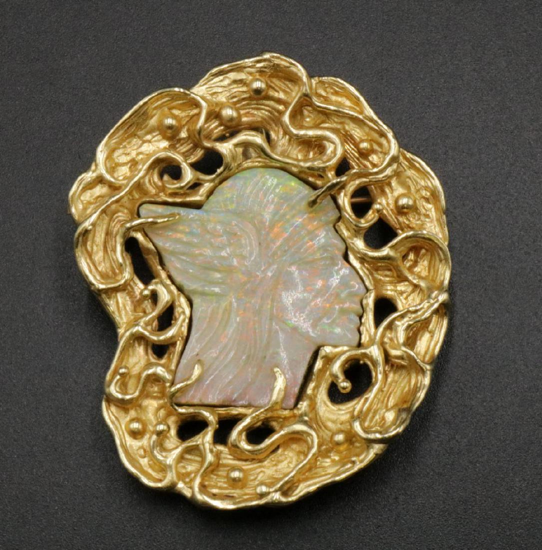 14Kt & Carved Opal Pendant/Brooch (1 of 2)